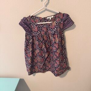 Madewell Floral Blouse - Navy and Pink